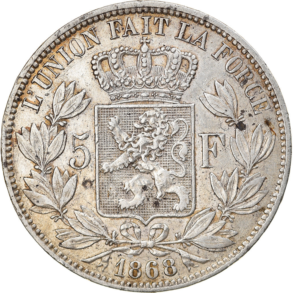 Coin, Belgium, Leopold II, 5 Francs, 5 Frank, 1868, EF(40-45), Silver, KM:24
