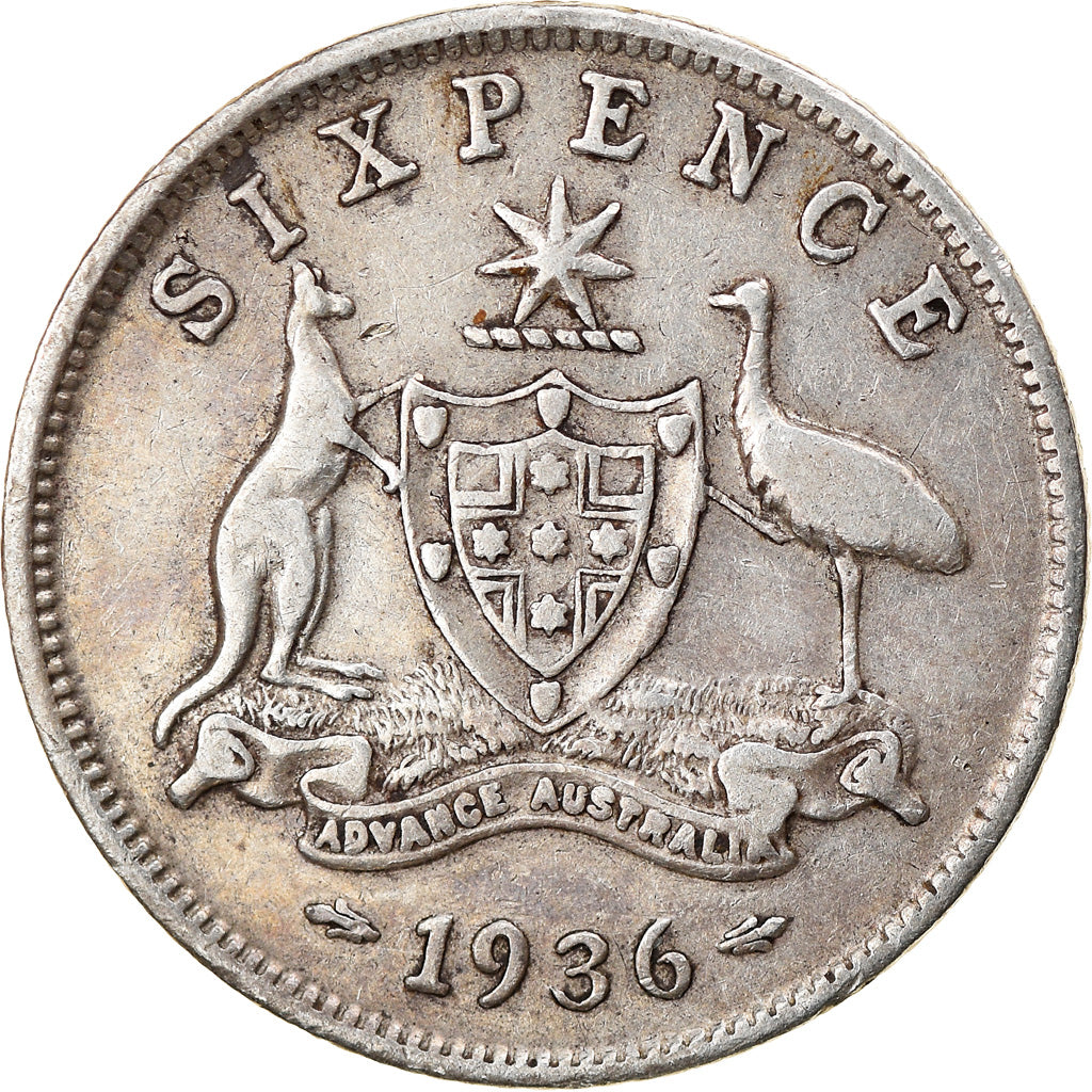 Münze, Australien, George V, Sixpence, 1936, SS, Silber, KM:25