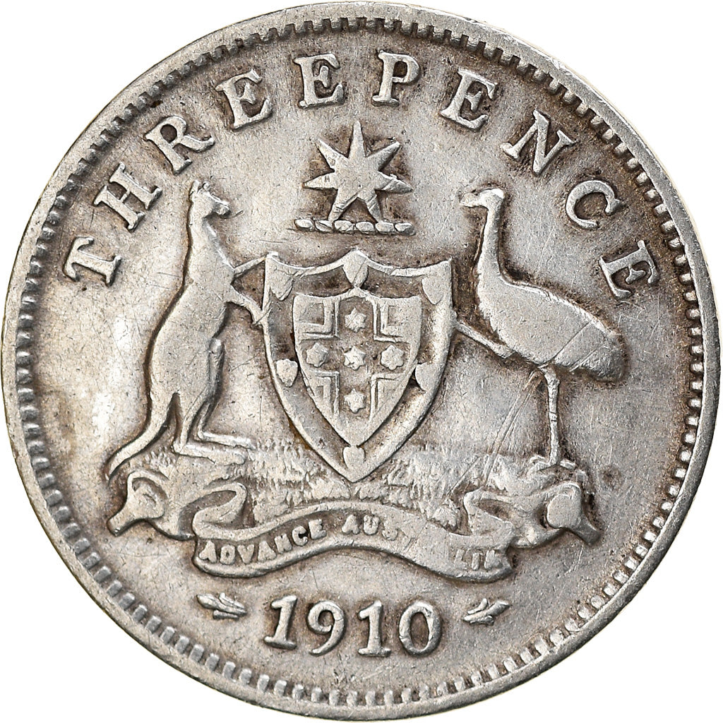 Coin, Australia, Edward VII, Threepence, 1910, London, VF(30-35), Silver, KM:18