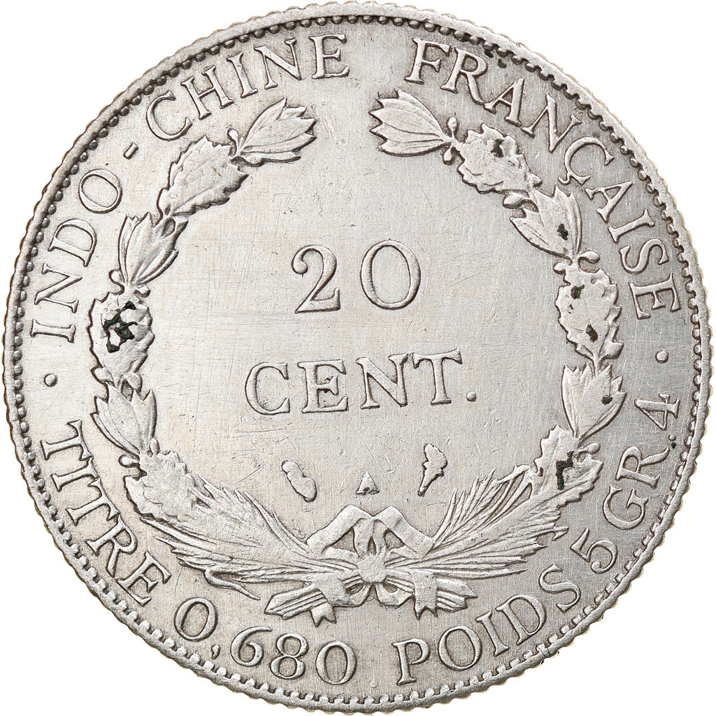 Coin, FRENCH INDO-CHINA, 20 Cents, 1928, Paris, EF(40-45), Silver, KM:17.1