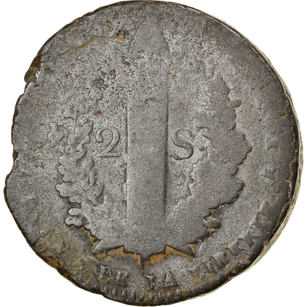 Coin, France, Louis XVI, 2 Sols, 1793, Lille, VG(8-10), Bronze, KM:603.16