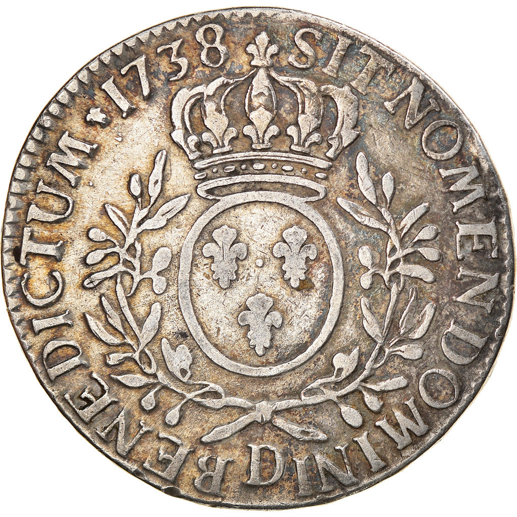 Munten, Frankrijk, Louis XV, Ecu aux branches d'olivier, 1738, Lyon, FR, Zilver