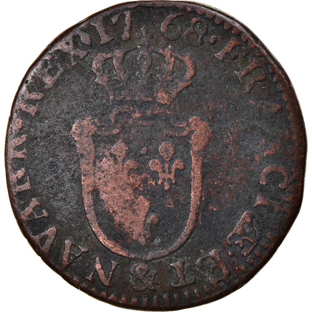 Münze, Frankreich, Louis XV, 1/2 Sol, 1768, Aix-en-Provence, SGE+, Kupfer