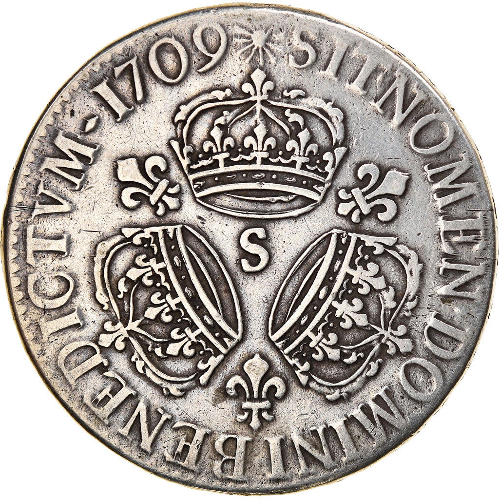 Münze, Frankreich, Louis XIV, Ecu aux 3 couronnes, 1709, Reims, S, Silber