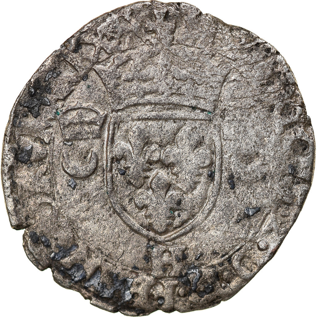 Coin, France, Henri II, Douzain aux croissants, 1551, La Rochelle, VF(20-25)