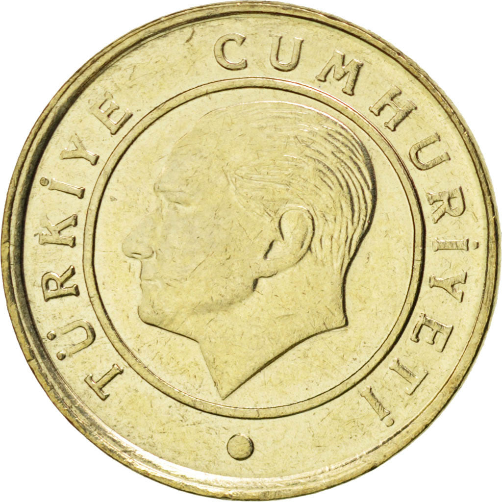 Coin, Turkey, 10 Kurus, 2009, MS(63), Brass, KM:1241