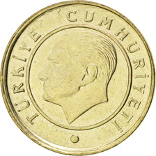Coin, Turkey, 10 Kurus, 2009, MS(63), Brass, KM:1241