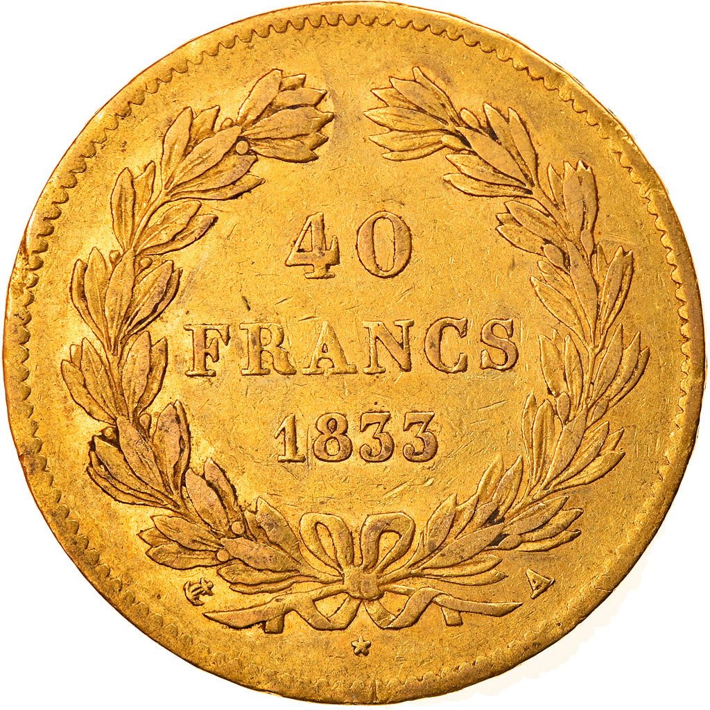 Munten, Frankrijk, Louis-Philippe, 40 Francs, 1833, Paris, ZF, Goud, KM:747.1
