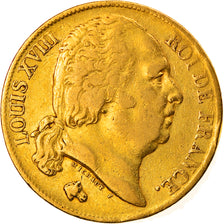 Moneda, Francia, Louis XVIII, 20 Francs, 1820, Perpignan, MBC, Oro, KM:712.7