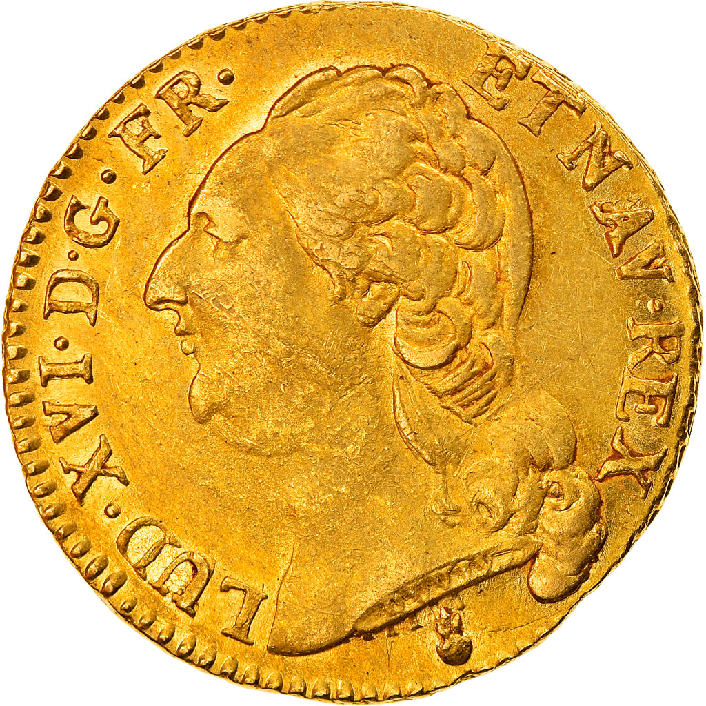 Moneta, Francja, Louis XVI, Louis d'or à la tête nue, 1786, Metz, AU(50-53)