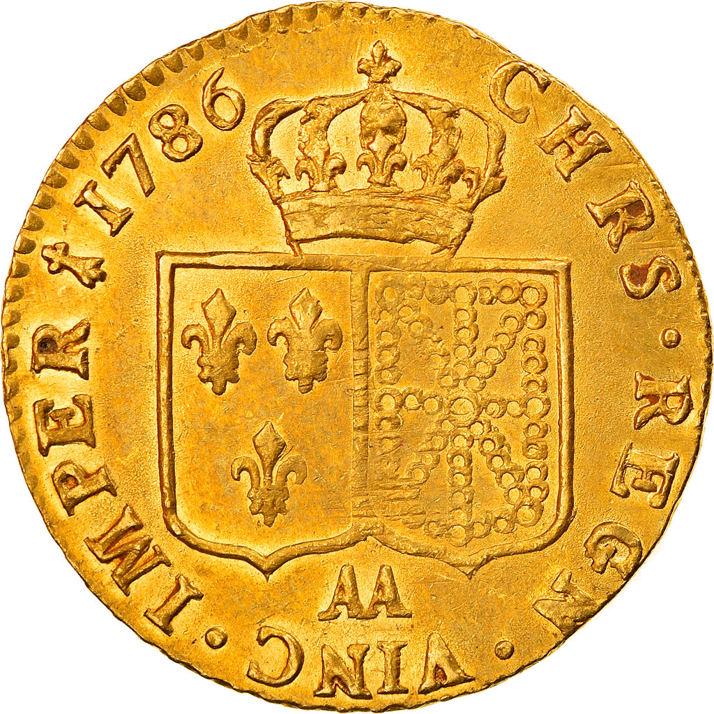 Moneta, Francja, Louis XVI, Louis d'or à la tête nue, 1786, Metz, AU(50-53)