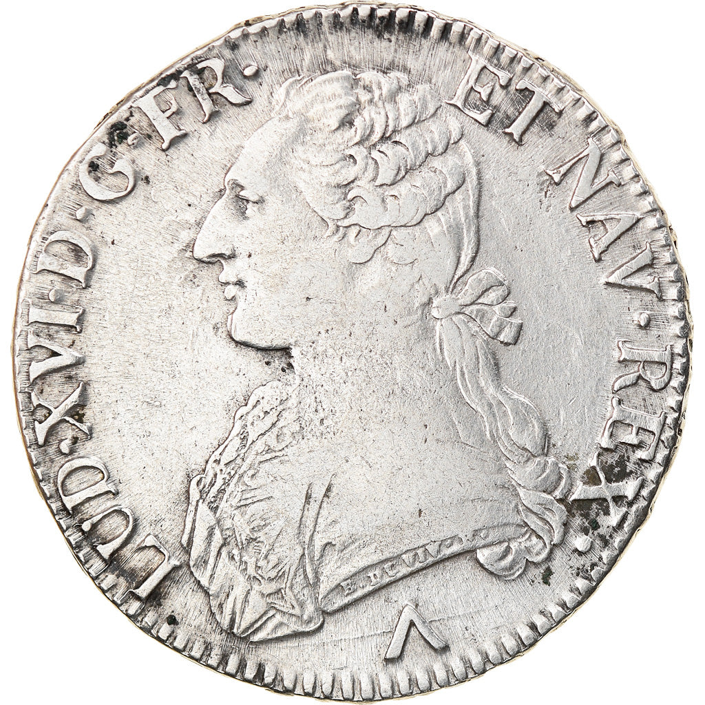 Moneda, Francia, Louis XVI, Ecu aux branches d'olivier, 1776, Lille, BC+, Plata