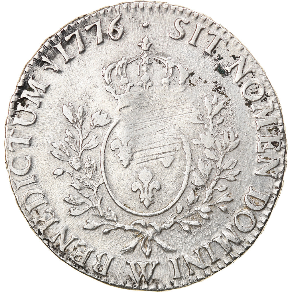 Moneda, Francia, Louis XVI, Ecu aux branches d'olivier, 1776, Lille, BC+, Plata