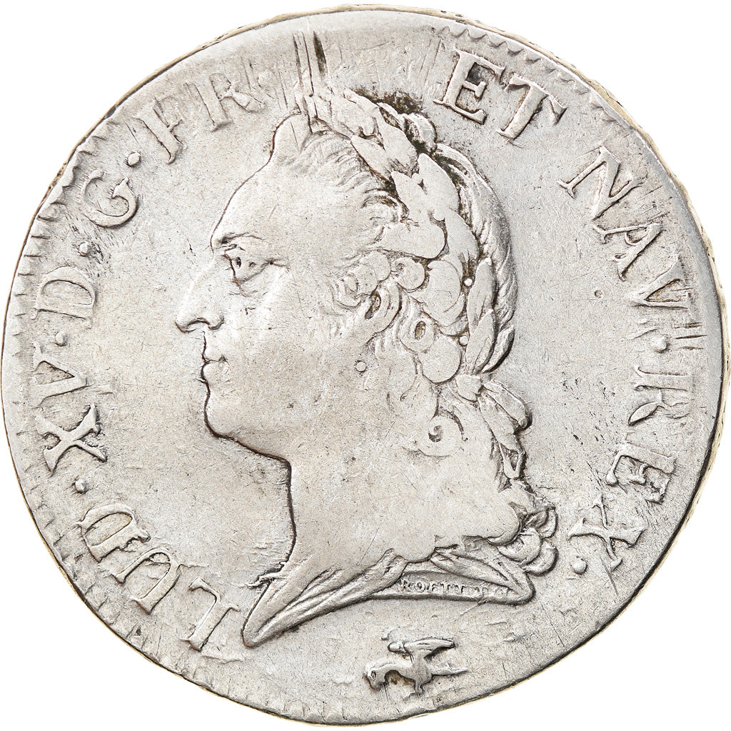 Munten, Frankrijk, Louis XV, Écu à la vieille tête, 1772, Lyon, FR+, Zilver