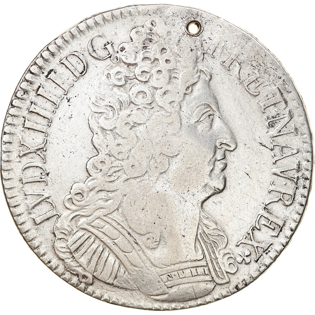Moeda, França, Louis XIV, Ecu aux 3 couronnes, 1711, Paris, VF(30-35), Prata
