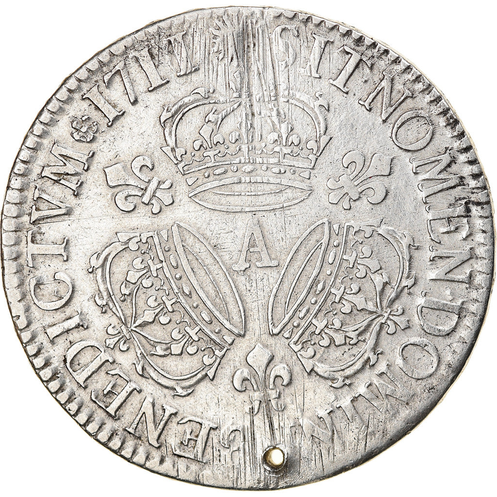 Moeda, França, Louis XIV, Ecu aux 3 couronnes, 1711, Paris, VF(30-35), Prata