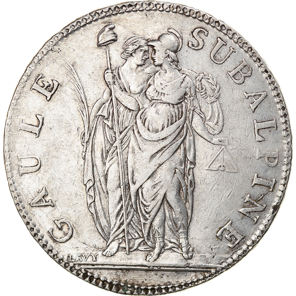 Moneta, STATI ITALIANI, PIEDMONT REPUBLIC, 5 Francs, An 10, Turin, BB, Argento