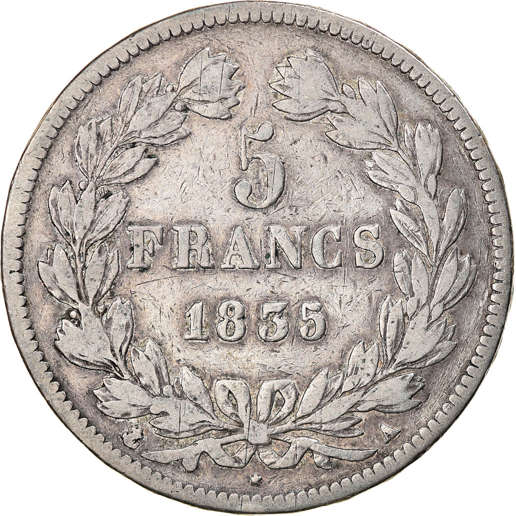 Münze, Frankreich, Louis-Philippe, 5 Francs, 1835, Paris, S, Silber, KM:749.1