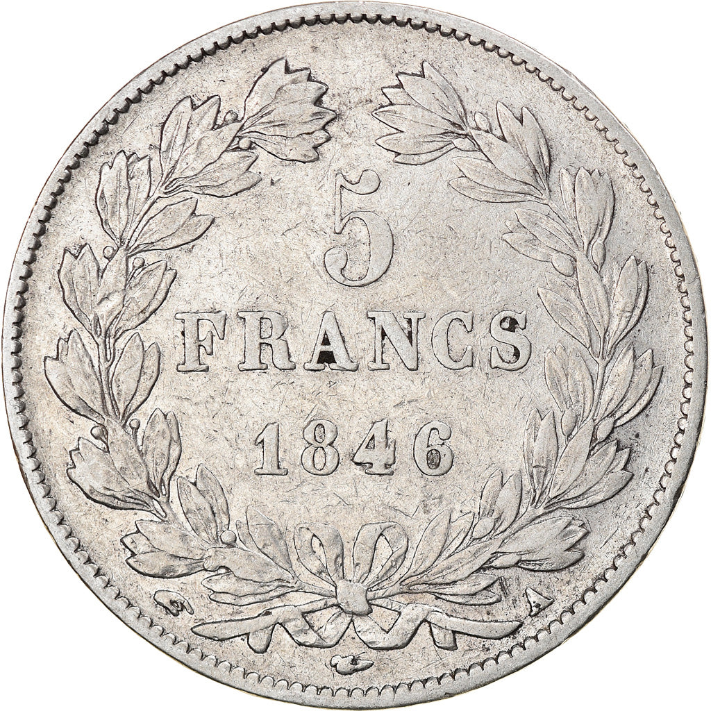 Moneta, Francia, Louis-Philippe, 5 Francs, 1846, Paris, MB+, Argento, KM:749.1