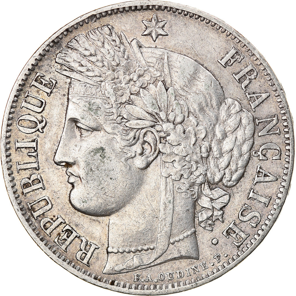 Moneda, Francia, Cérès, 5 Francs, 1850, Paris, BC+, Plata, KM:761.1