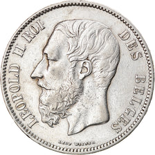 Coin, Belgium, Leopold II, 5 Francs, 5 Frank, 1871, EF(40-45), Silver, KM:24