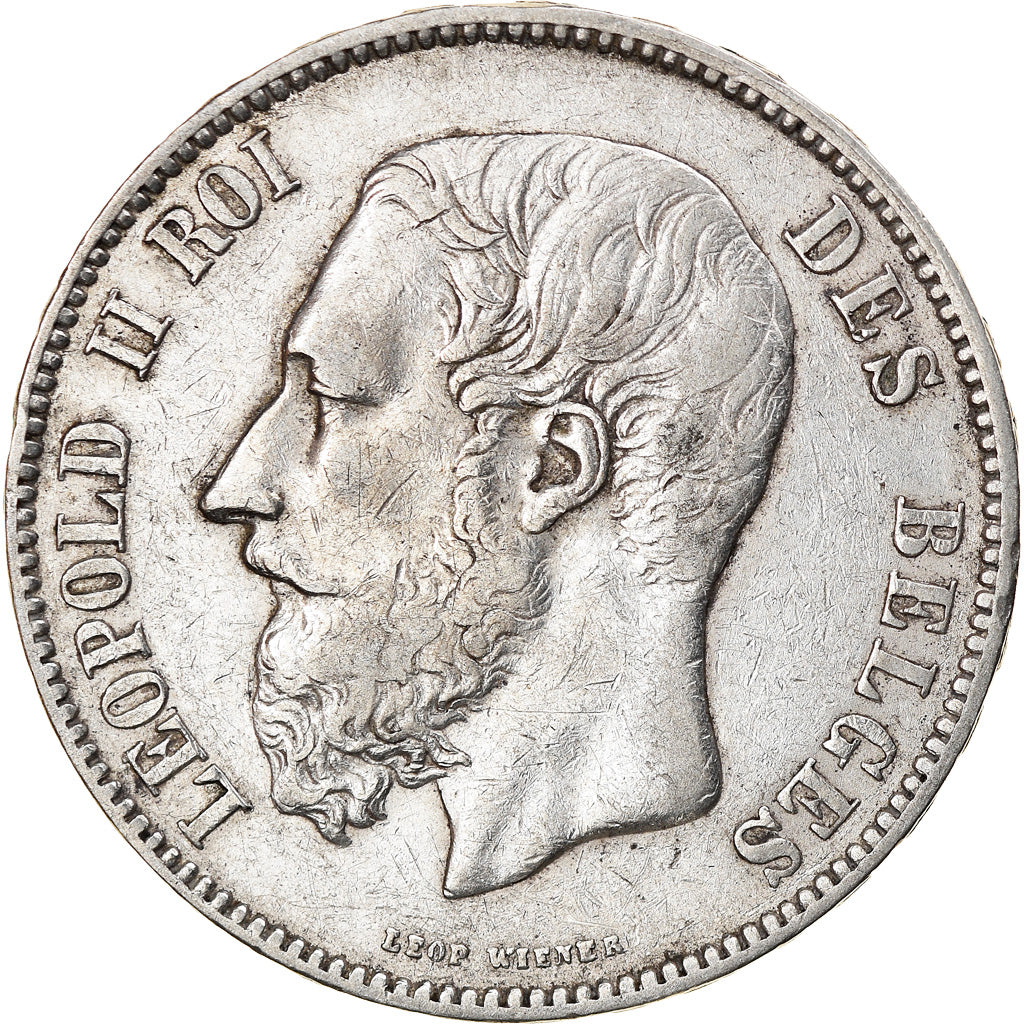 Coin, Belgium, Leopold II, 5 Francs, 5 Frank, 1873, EF(40-45), Silver, KM:24