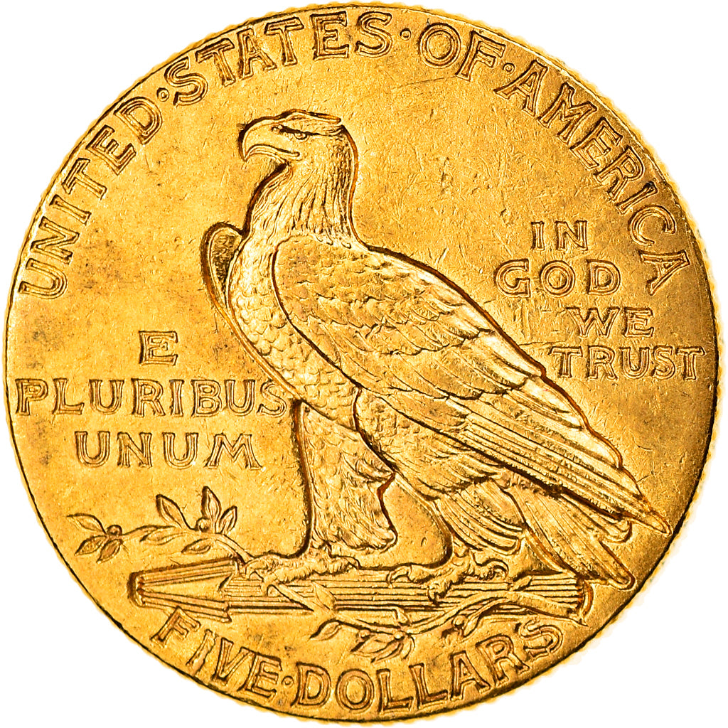 Moneta, Stati Uniti, Indian Head, $5, Half Eagle, 1913, Philadelphia, BB+, Oro