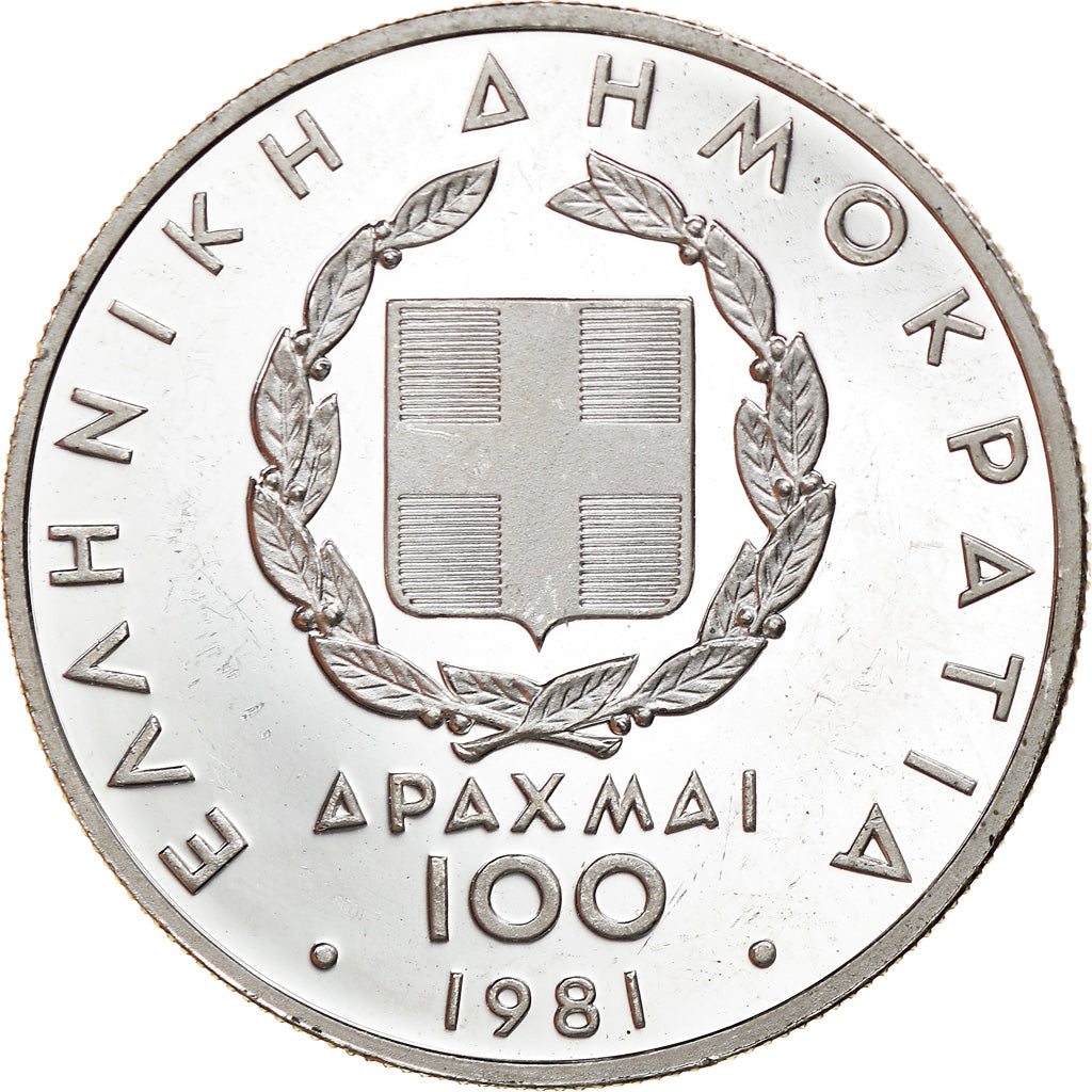 Münze, Griechenland, 100 Drachmai, 1981, Proof, UNZ, Silber, KM:125