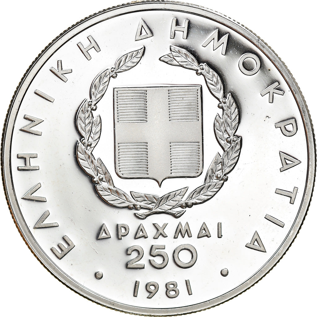 Coin, Greece, 250 Drachmai, 1981, Proof, MS(65-70), Silver, KM:126