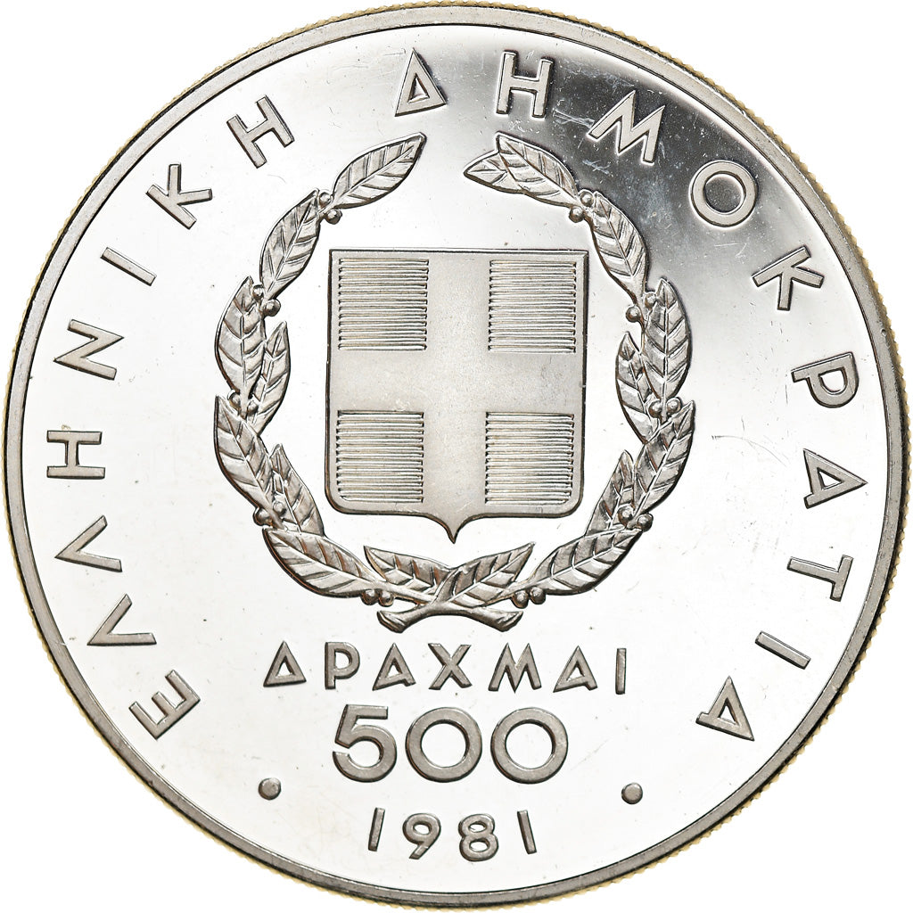 Münze, Griechenland, 500 Drachmai, 1981, Proof, UNZ+, Silber, KM:127