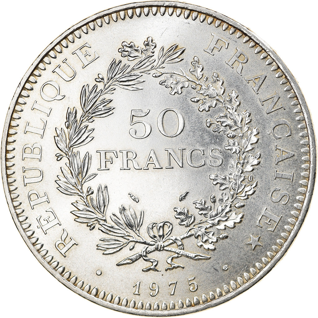 Coin, France, Hercule, 50 Francs, 1975, Paris, MS(63), Silver, KM:941.1