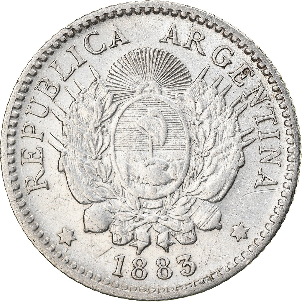 Coin, Argentina, 10 Centavos, 1883, EF(40-45), Silver, KM:26