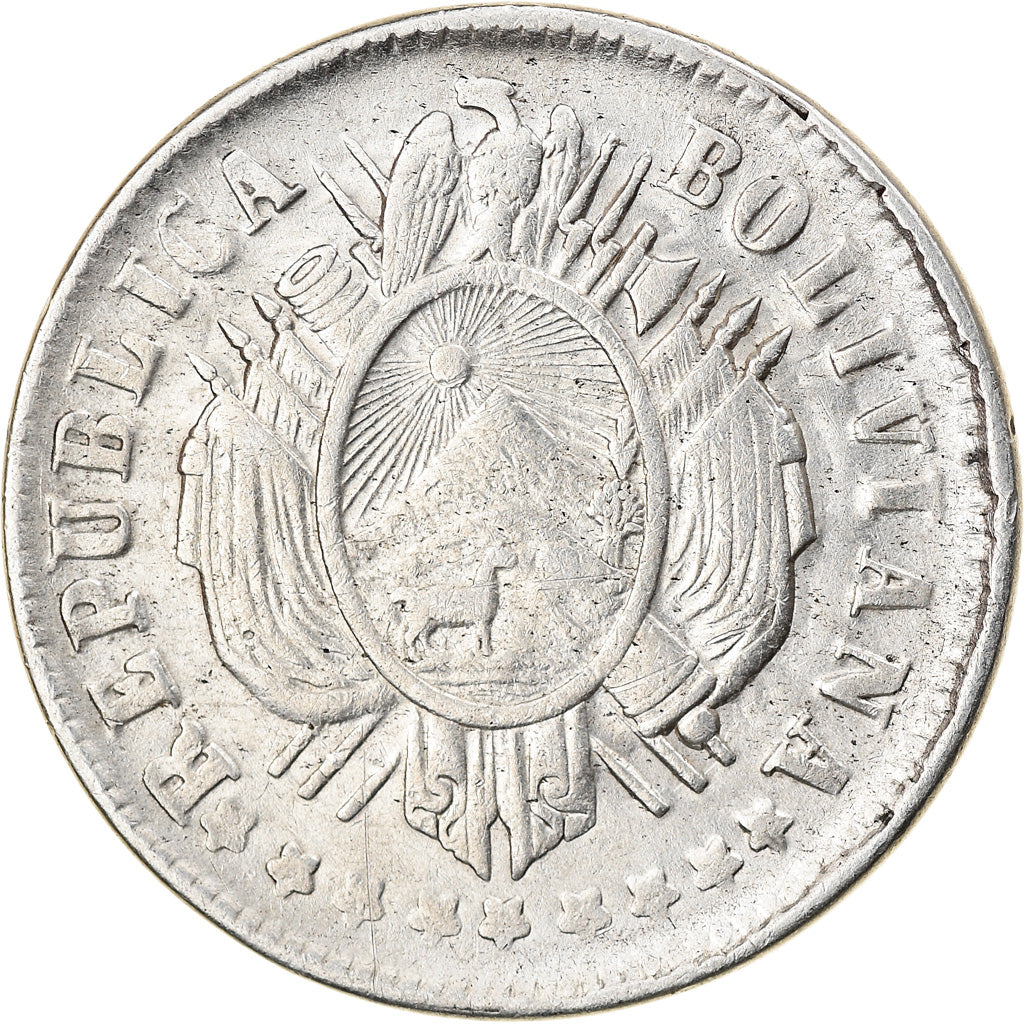 Monnaie, Bolivie, 20 Centavos, 1876, TTB, Argent, KM:159.1