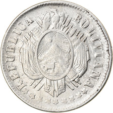Moneda, Bolivia, 20 Centavos, 1876, MBC, Plata, KM:159.1