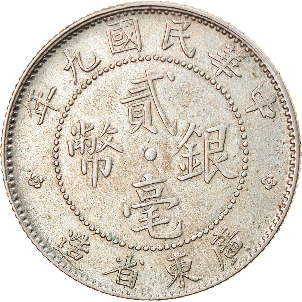 Münze, China, KWANGTUNG PROVINCE, 20 Cents, 1920, VZ, Silber, KM:423