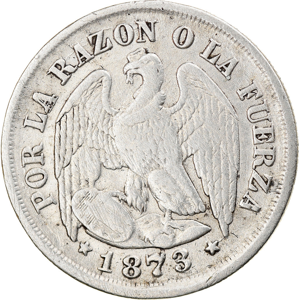 Moneta, Cile, Decimo, 1873/9, BB, Argento, KM:136.2