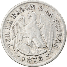 Moneta, Cile, Decimo, 1873/9, BB, Argento, KM:136.2