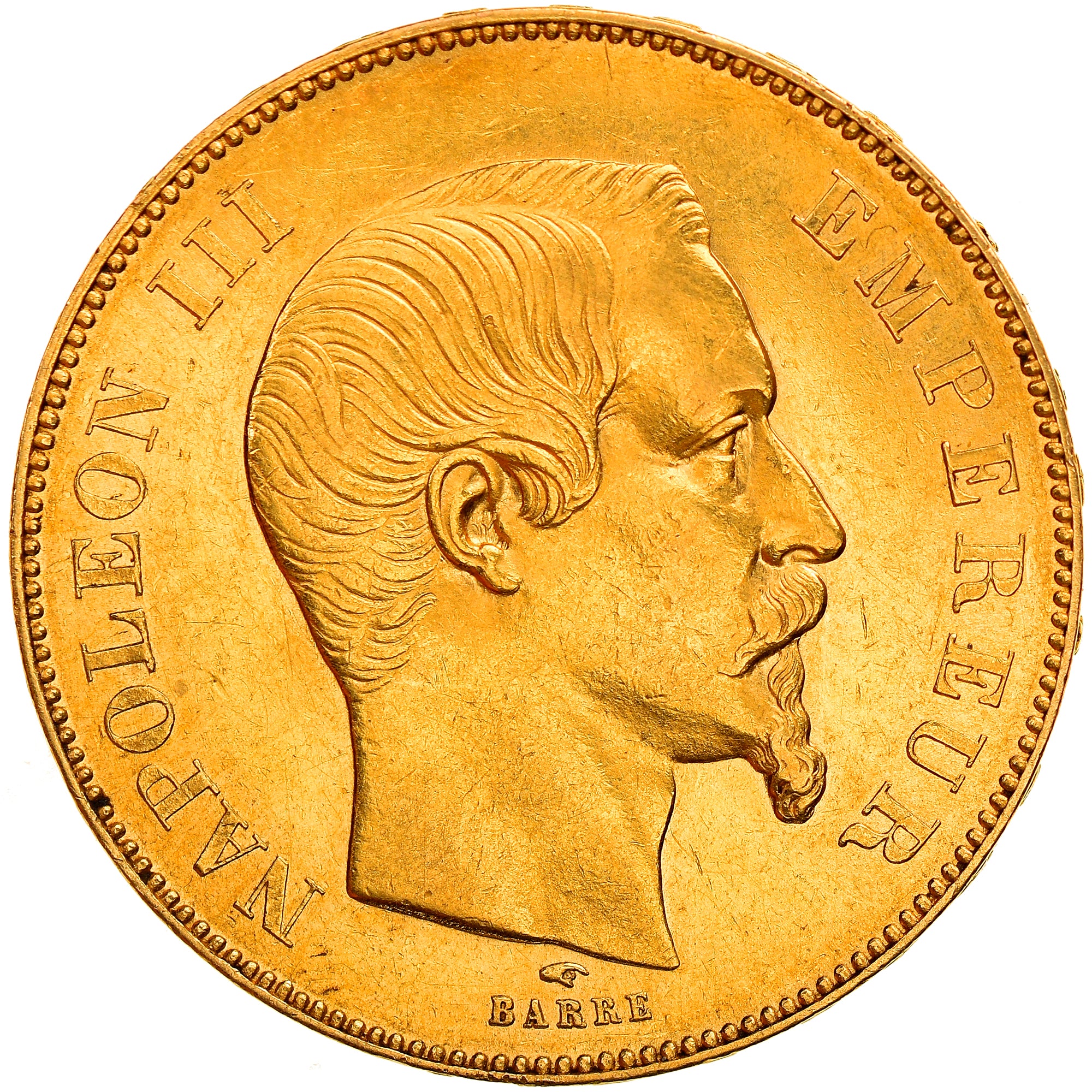 Moneta, Francia, Napoleon III, 50 Francs, 1855, Paris, BB+, Oro, KM:785.1