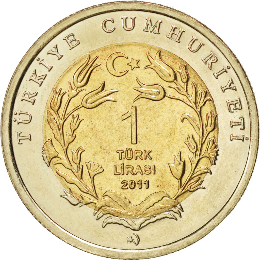 TURKEY, Lira, 2011, KM #1276, MS(63), Bi-Metallic, 26.15, 8.27