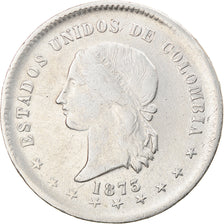 Moneda, Colombia, 50 Centavos, 1873, Bogota, MBC, Plata, KM:172.1