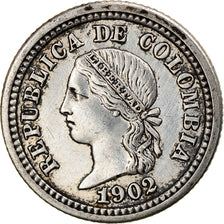 Moneda, Colombia, 5 Centavos, 1902, Philadelphia, EBC, Plata, KM:191