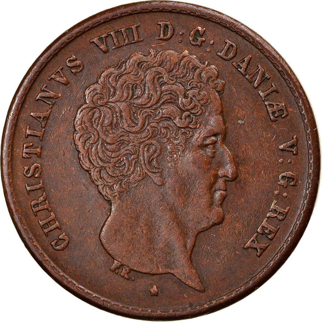Moneta, Danimarca, Christian VIII, Rigsbankskilling, 1842, Altona, BB, Rame