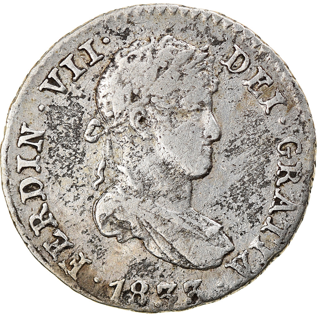 Monnaie, Espagne, Ferdinand VII, 1/2 Real, 1/2 Croat, 1833, Madrid, TB+, Argent