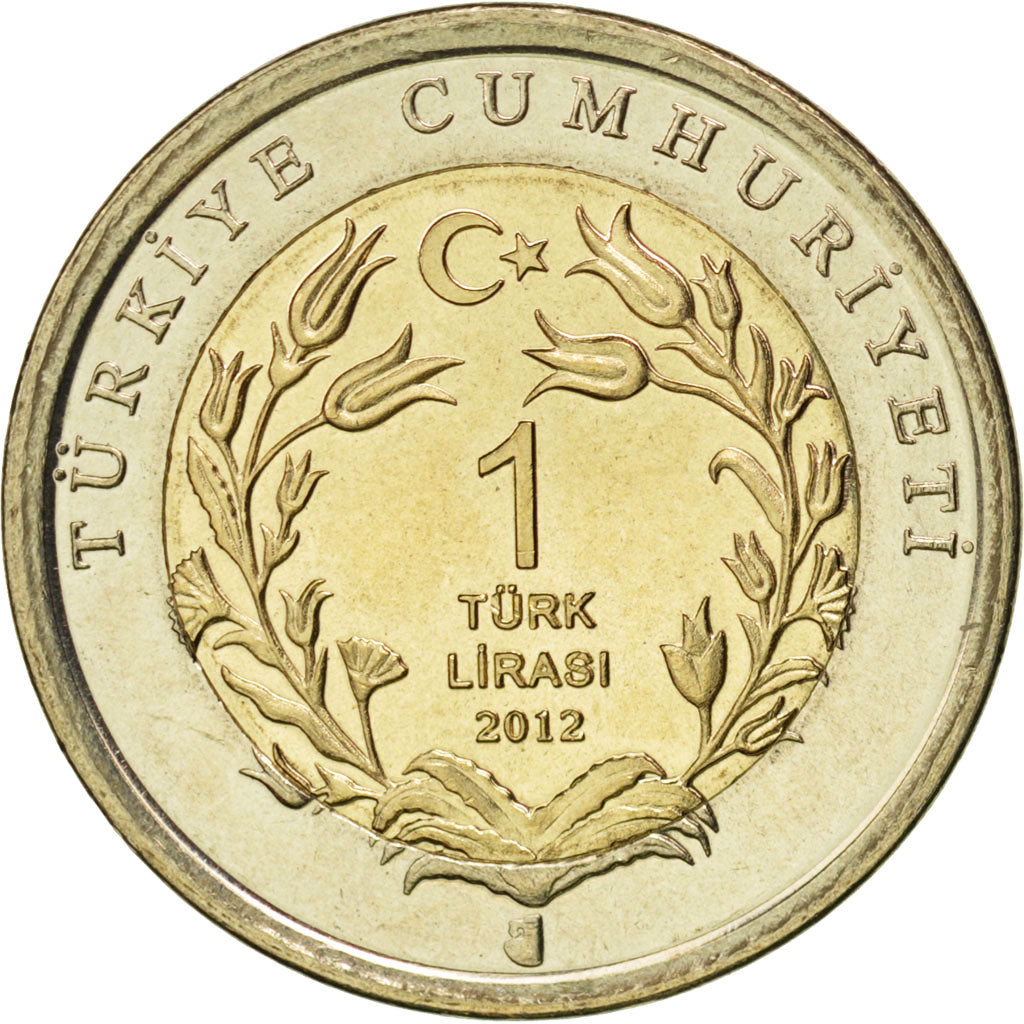 TURKEY, Lira, 2012, KM #1283, MS(63), Bi-Metallic, 26.15, 8.11