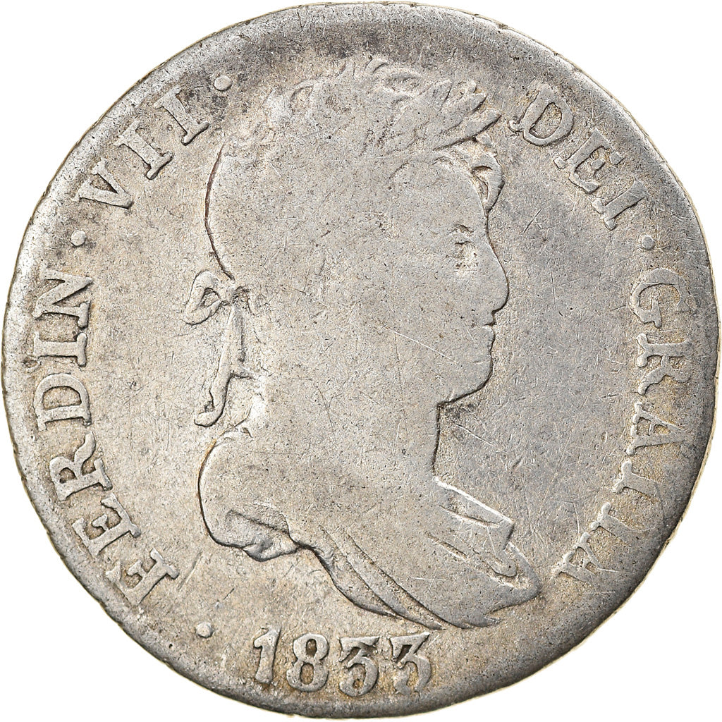 Moneta, Spagna, Ferdinand VII, Real, Croat, 1833, Madrid, MB, Argento, KM:462.3
