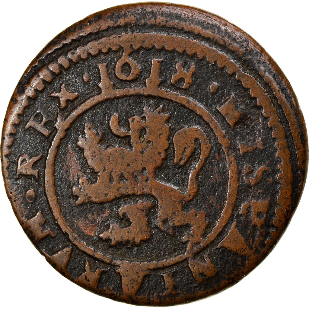 Coin, Spain, Philip III, 4 maravedis, 1618, Segovia, VF(20-25), Bronze, KM:6.5