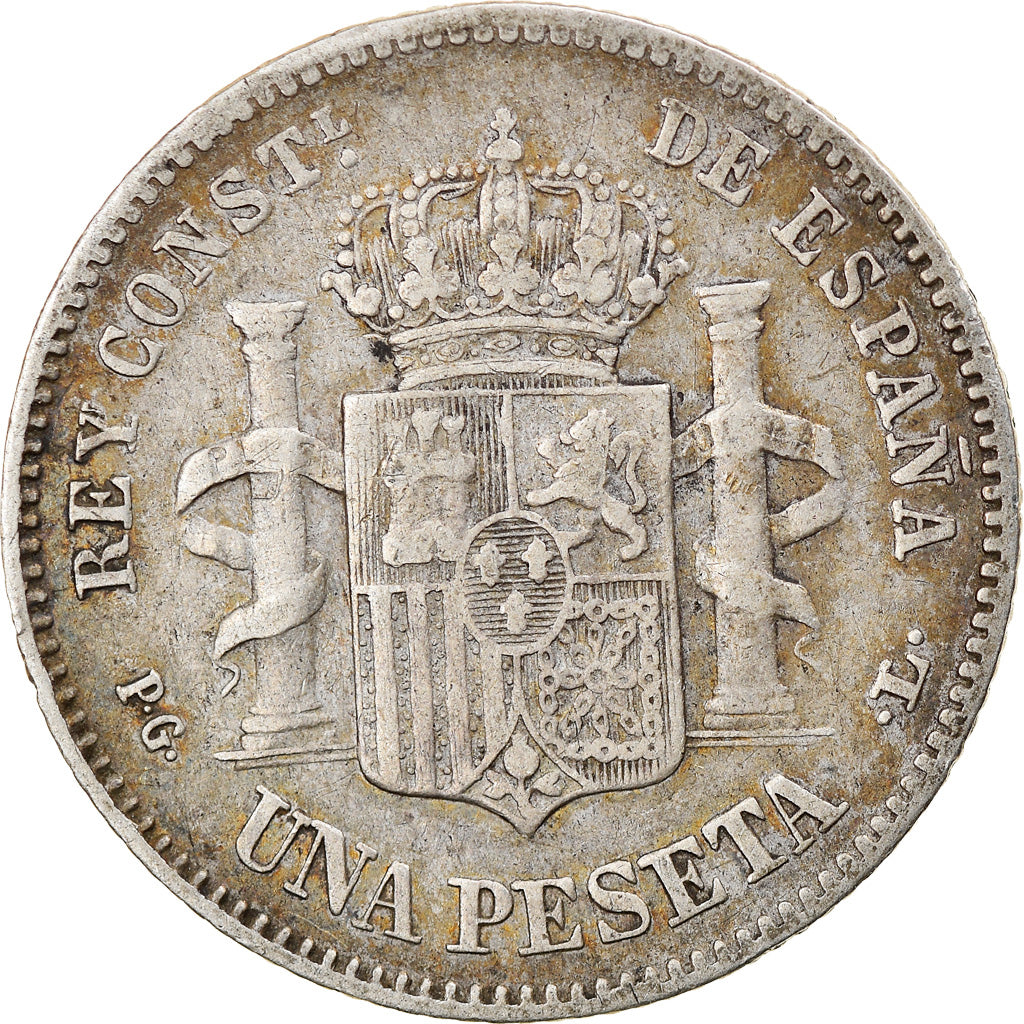 Münze, Spanien, Alfonso XIII, Peseta, 1893, S+, Silber, KM:702