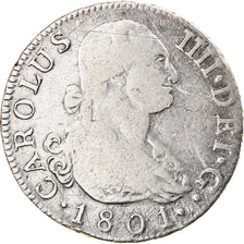 Monnaie, Espagne, Charles IV, 2 Reales, 1801, Madrid, TB, Argent, KM:430.1