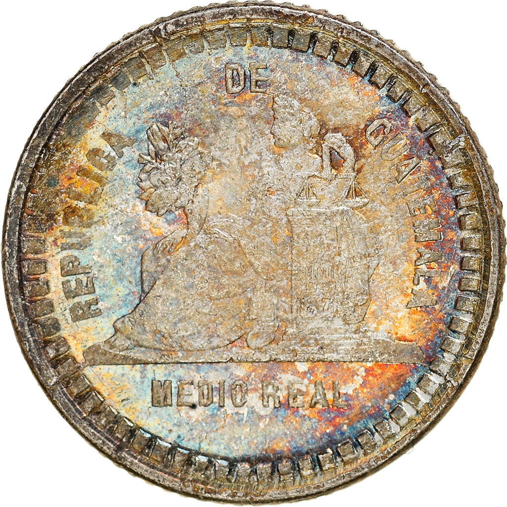 Coin, Guatemala, 1/2 Real, Medio, 1893, MS(63), Silver, KM:164