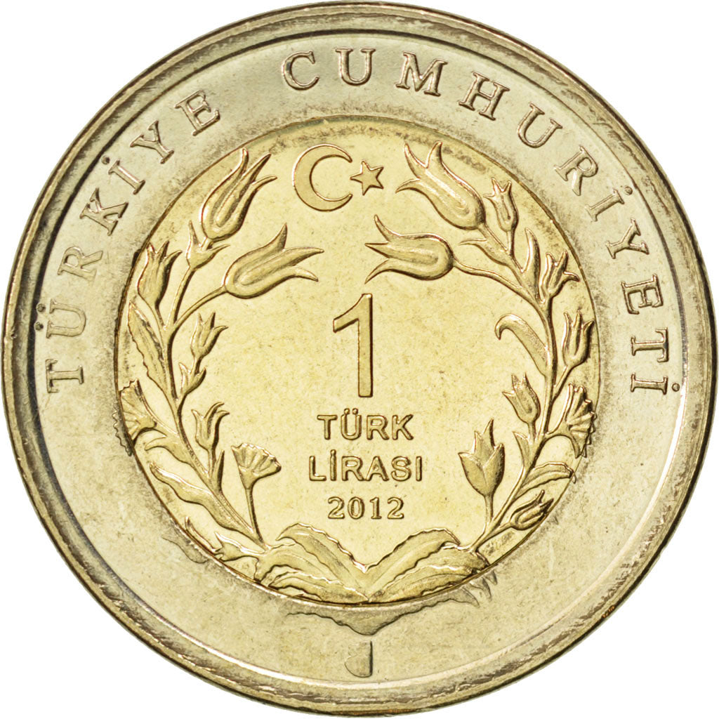 TURKEY, Lira, 2012, KM #1284, MS(63), Bi-Metallic, 26.15, 8.10